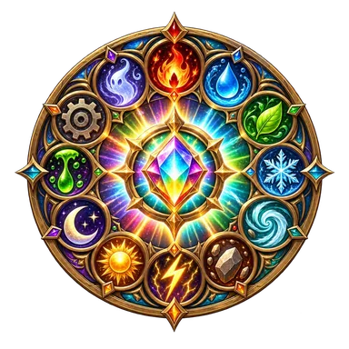 Elementia emblem: The twelve essences in a ring