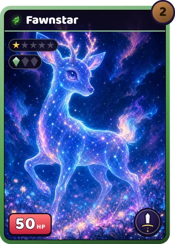 Fawnstar: The Fawnstar card, as drawn by the game